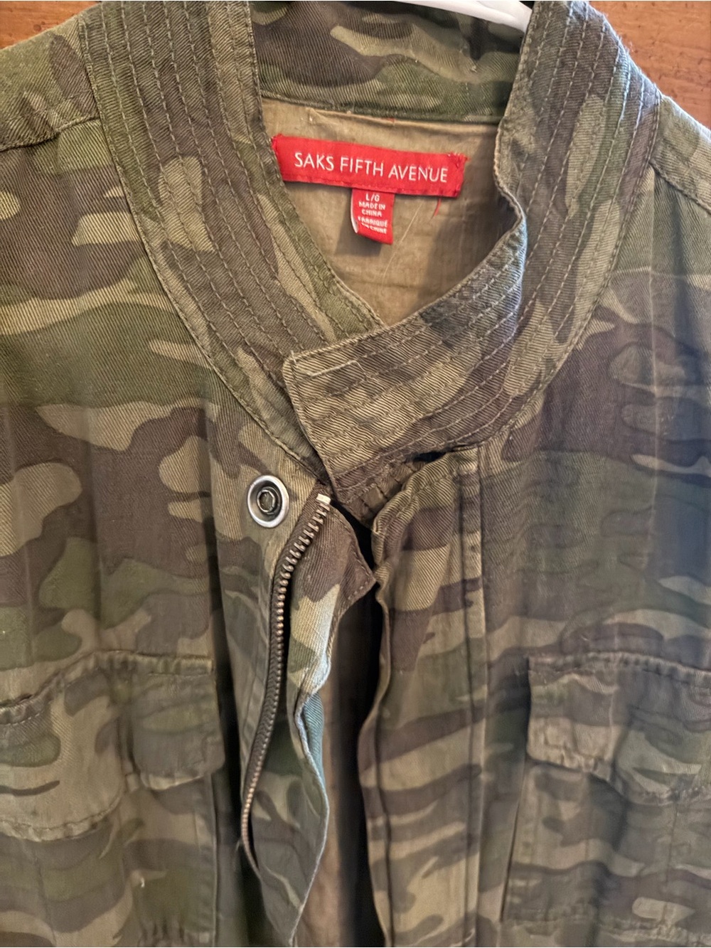 Saks Fifth Avenue Green Camo Utility Shirt - Picture 2 of 4